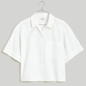 Madewell White Cropped Utility Button Up Shirt Size M